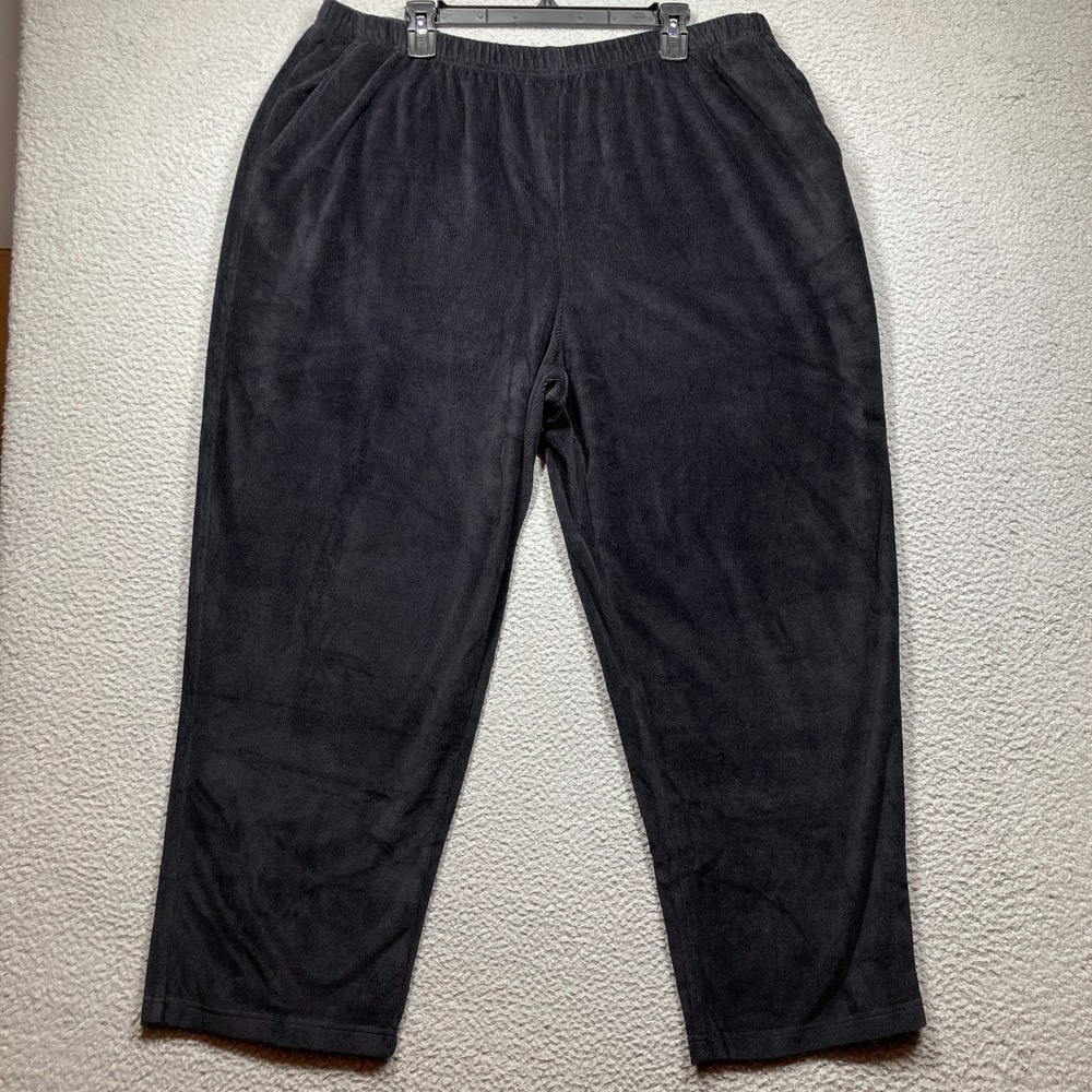 Cabin Creek NEW Corduroy Pants Womens Plus‎ Petite 2XWP Black Pull On Stretchy
